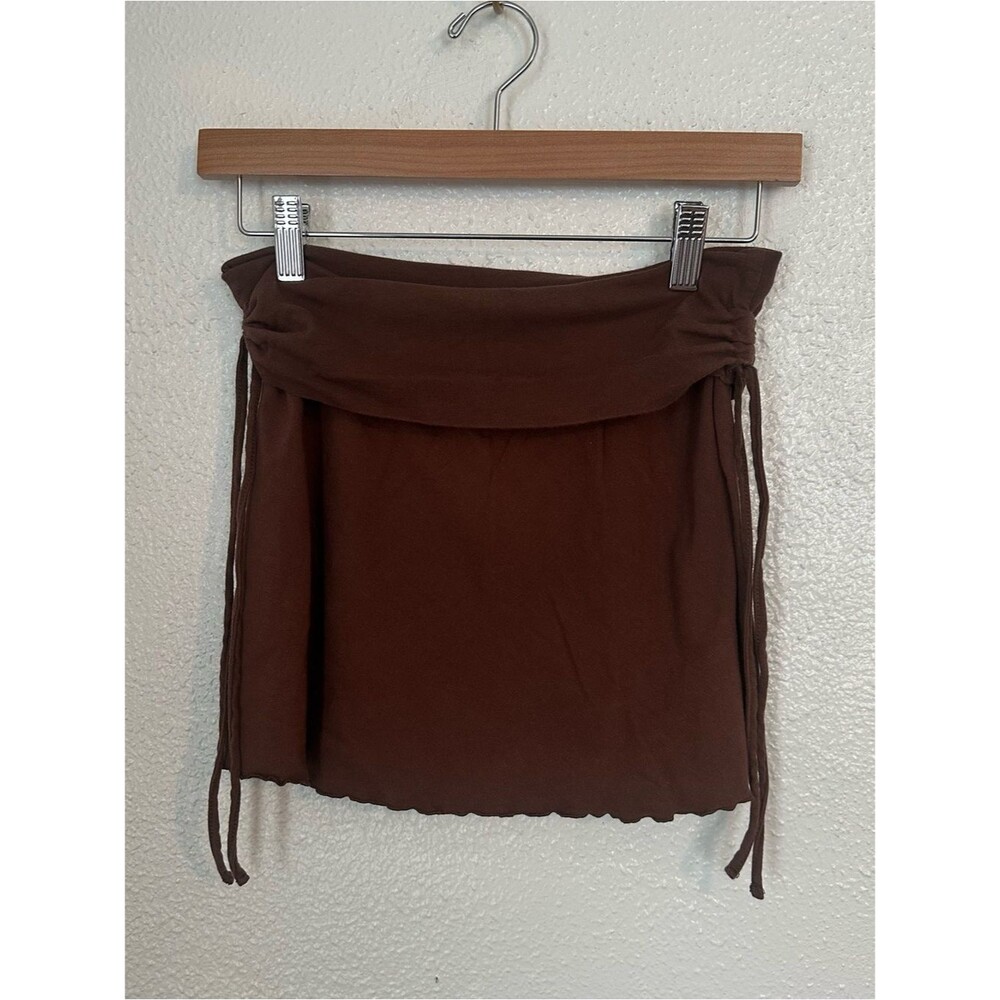 Y2K lettuce hem brown mini skirt with side ties women’s small Arizona trendy S